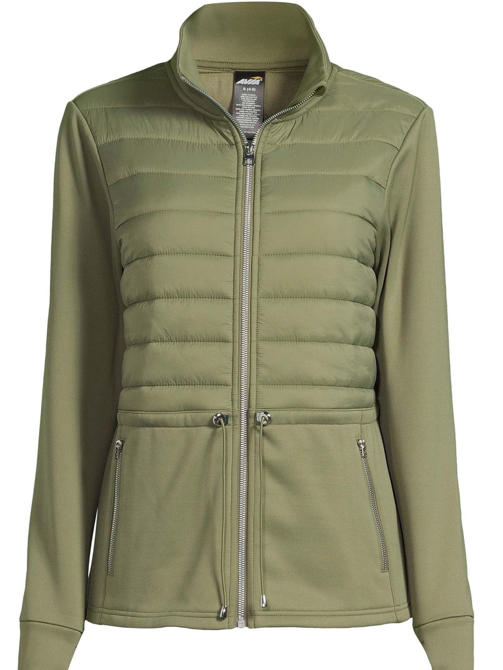 Women’s Lighweight Quilted Front Olive Green Zip Jacket XS
